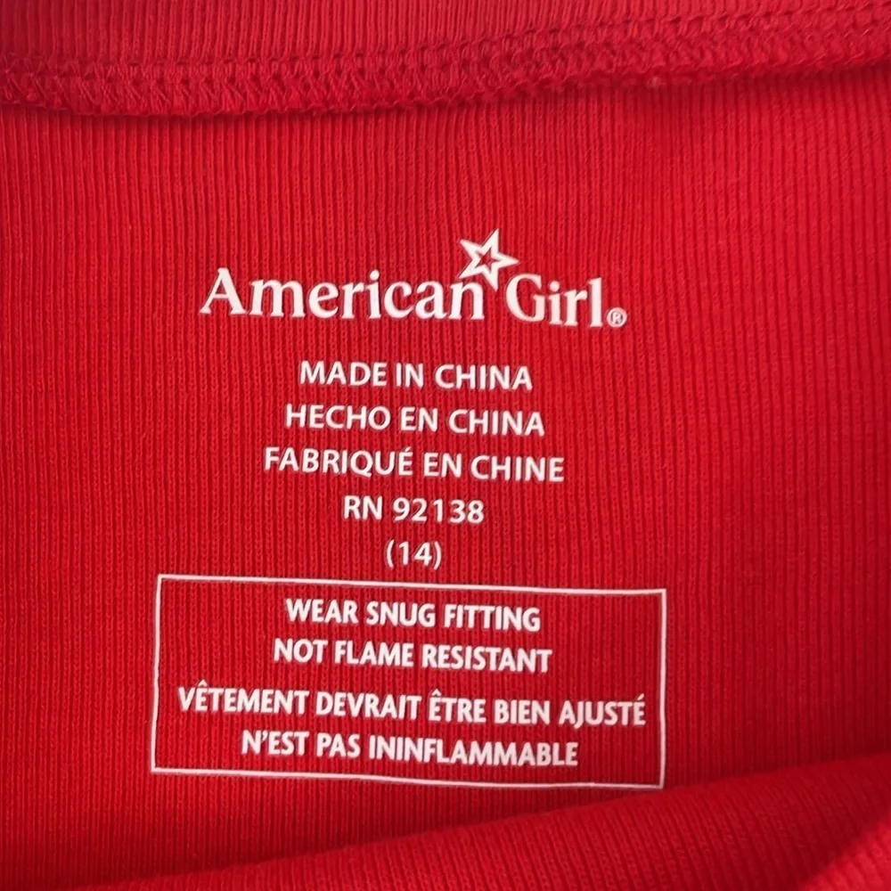 American Girl Long Sleeve Holiday Wishlist Cotton Shirt Size 14 Top Only